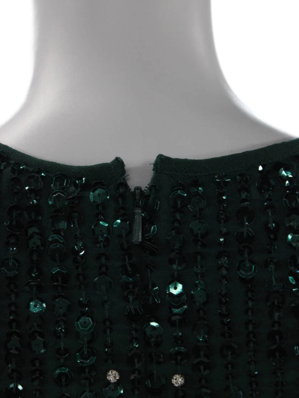 Mac Duggal Forest Green Beaded Cocktail Dress Size 2 Formal Evening Midi - Picture 7 of 10